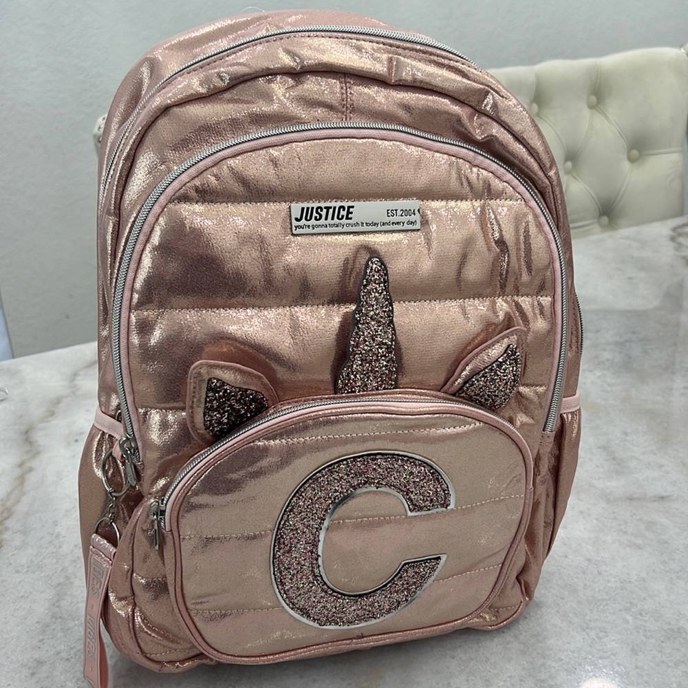 Rose Gold Initial Backpack